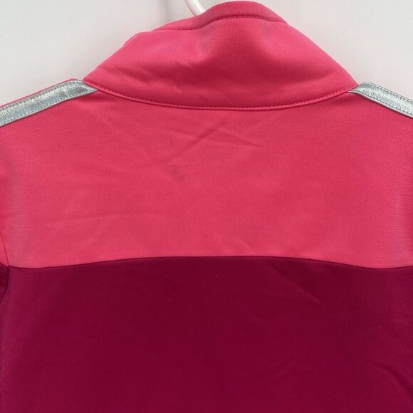 Adidas 5 Pink Red Black Full Zip Warm Up Jacket Girls Track Coat - Picture 5 of 5